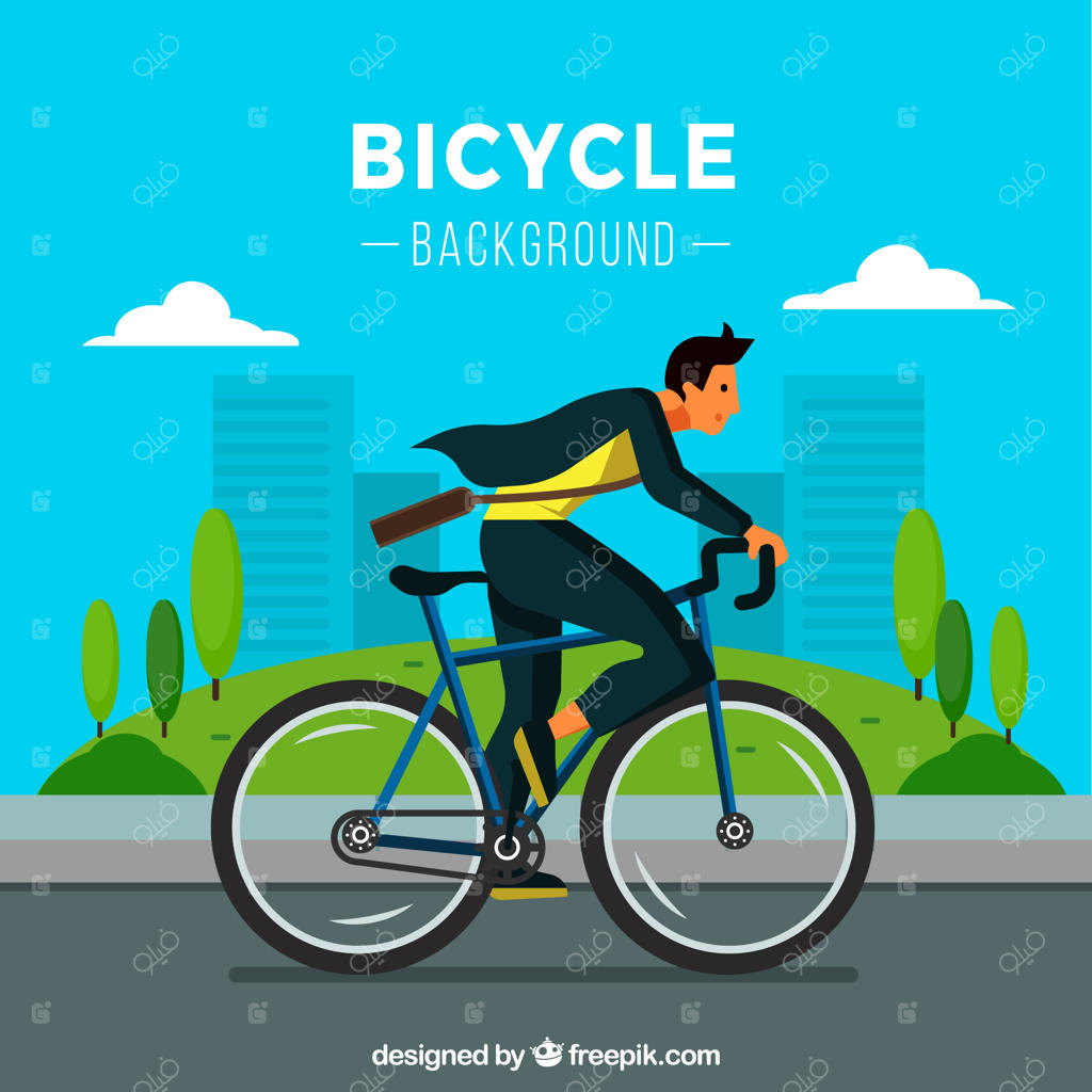 مرد امروزی سوار بر دوچرخه با طراحی ساده