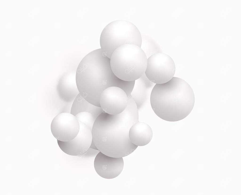 پس‌زمینه‌ای با توپ‌های سفید و جلوه‌ی تاری. کره‌های سه‌بعدی. عناصر طراحی هندسی با پترن دایره‌ای. اشکال شناور در فضای خالی. طراحی برای پوستر، بنر، و پلاکارد. تصویرسازی وکتور.