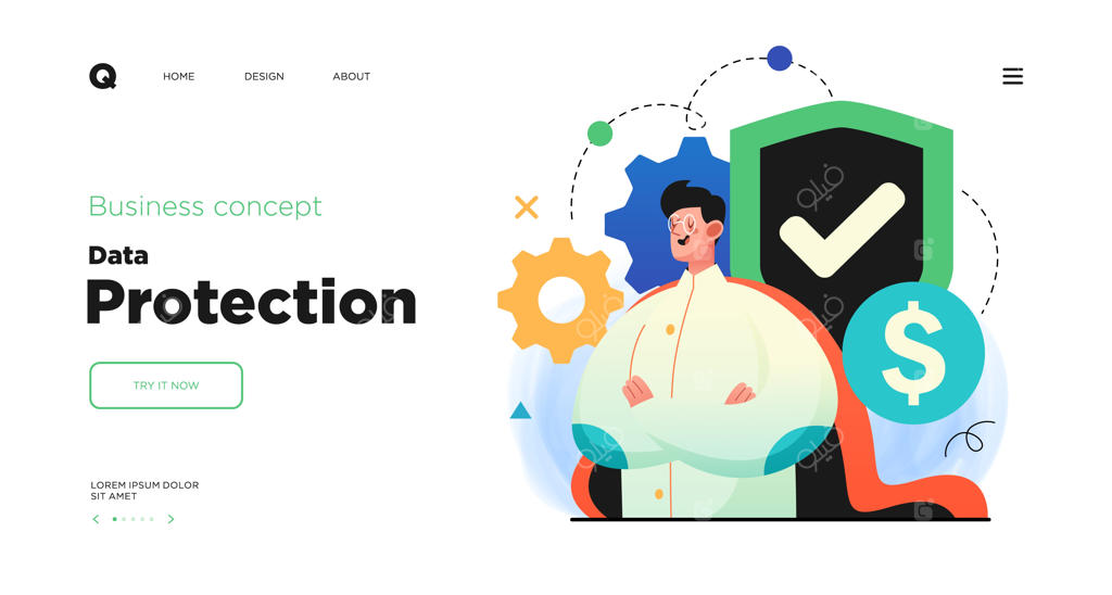 قالب صفحه فرود وب‌سایت برای امنیت شبکه و حفاظت از اطلاعات و حریم خصوصی