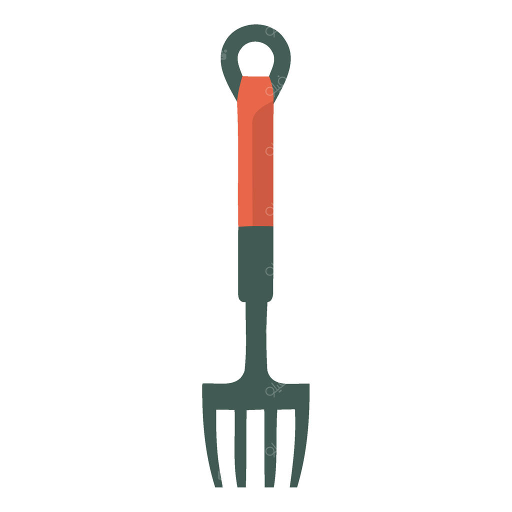 چنگک باغبانی با دسته روی پس‌زمینه سفید