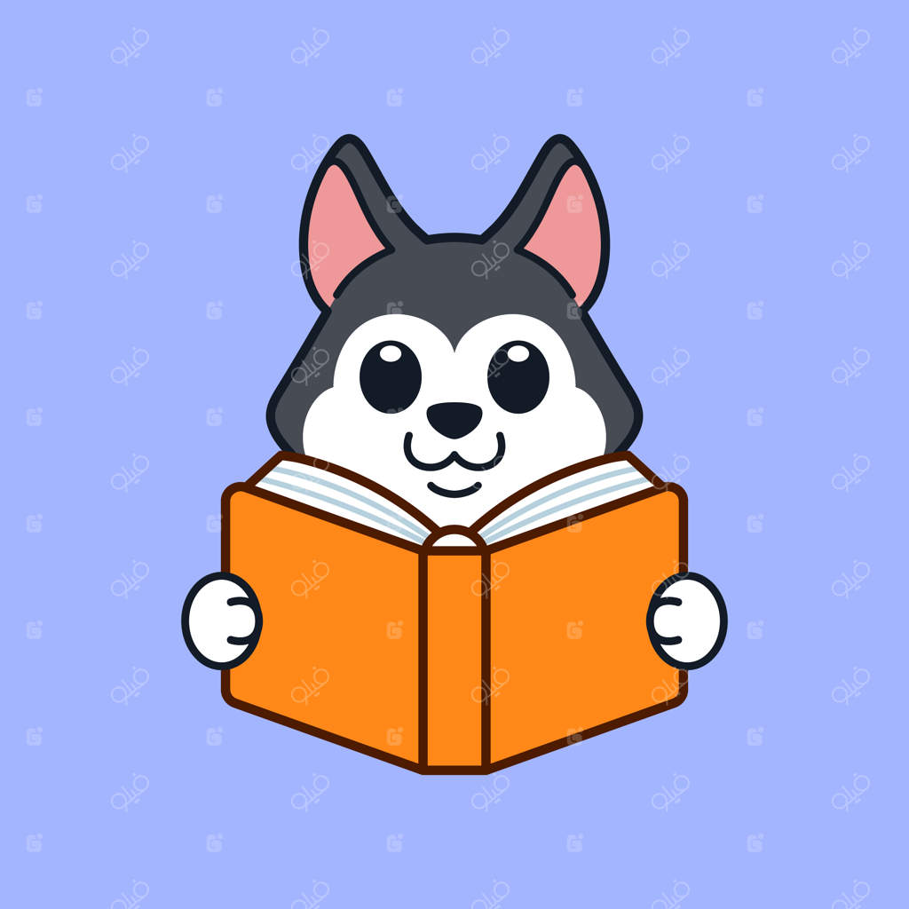 هاسکی سیبری دوست‌داشتنی در حال خواندن کتاب