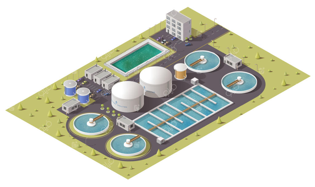نماد ایزومتریک تصفیه‌خانه فاضلاب