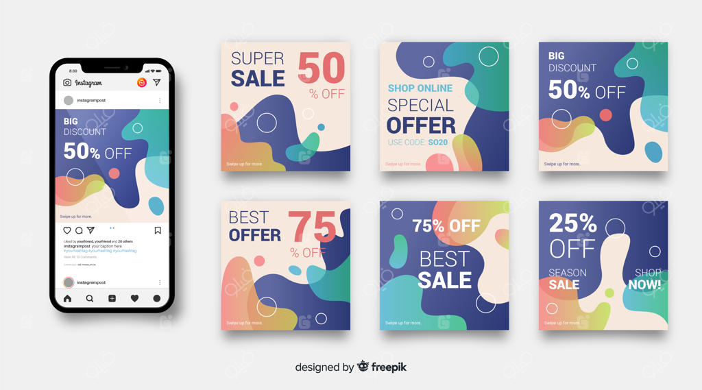 مجموعه پست‌های فروش ویژه اینستاگرام با طراحی گرادیان