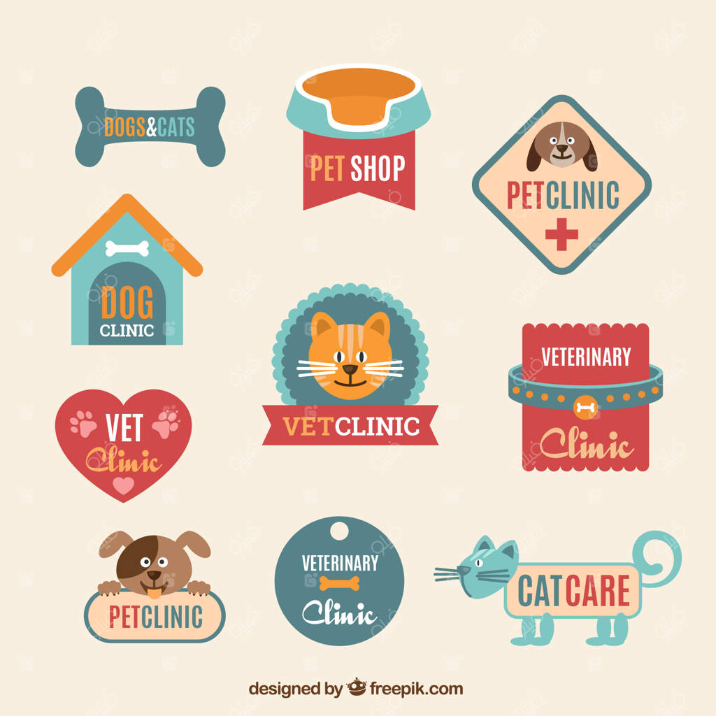 قالب‌های لوگوی کلینیک دامپزشکی به سبک تخت