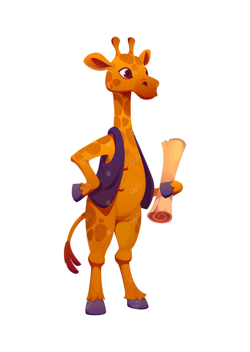 زرافه کارتون، دزد دریایی با طومار در دست