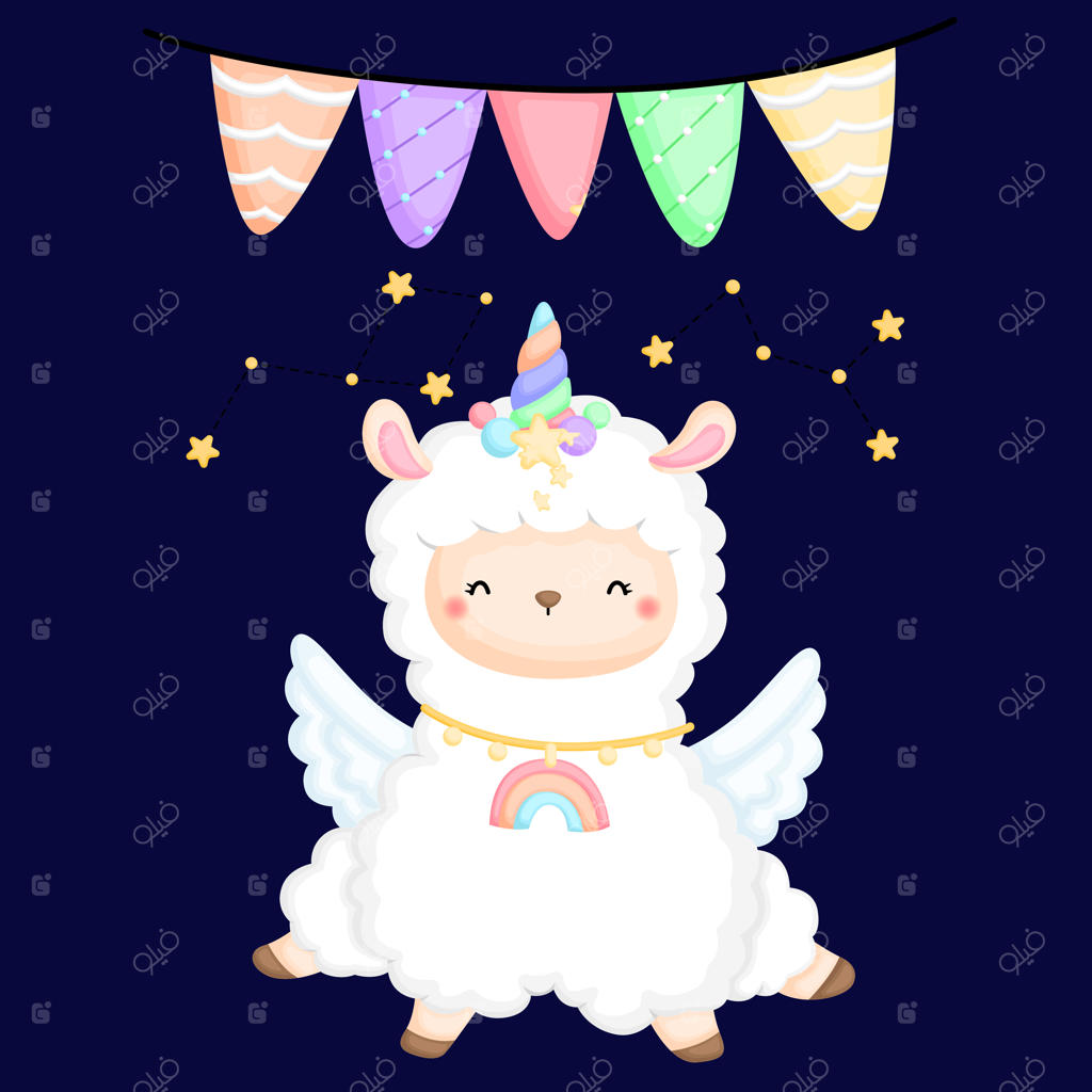 لامای بامزه زیر آسمان با صورت فلکی دو ستاره‌ای