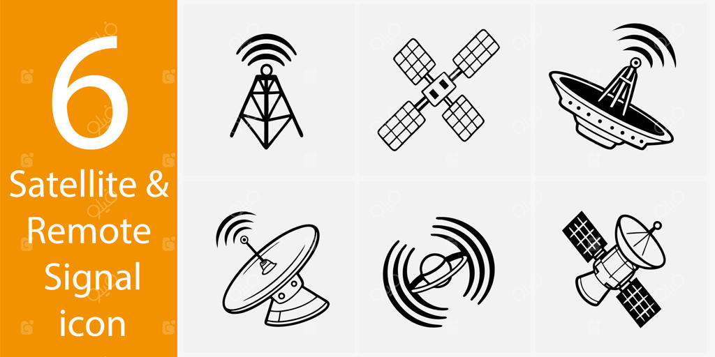 مجموعه ۶ آیکون سیگنال ماهواره‌ای