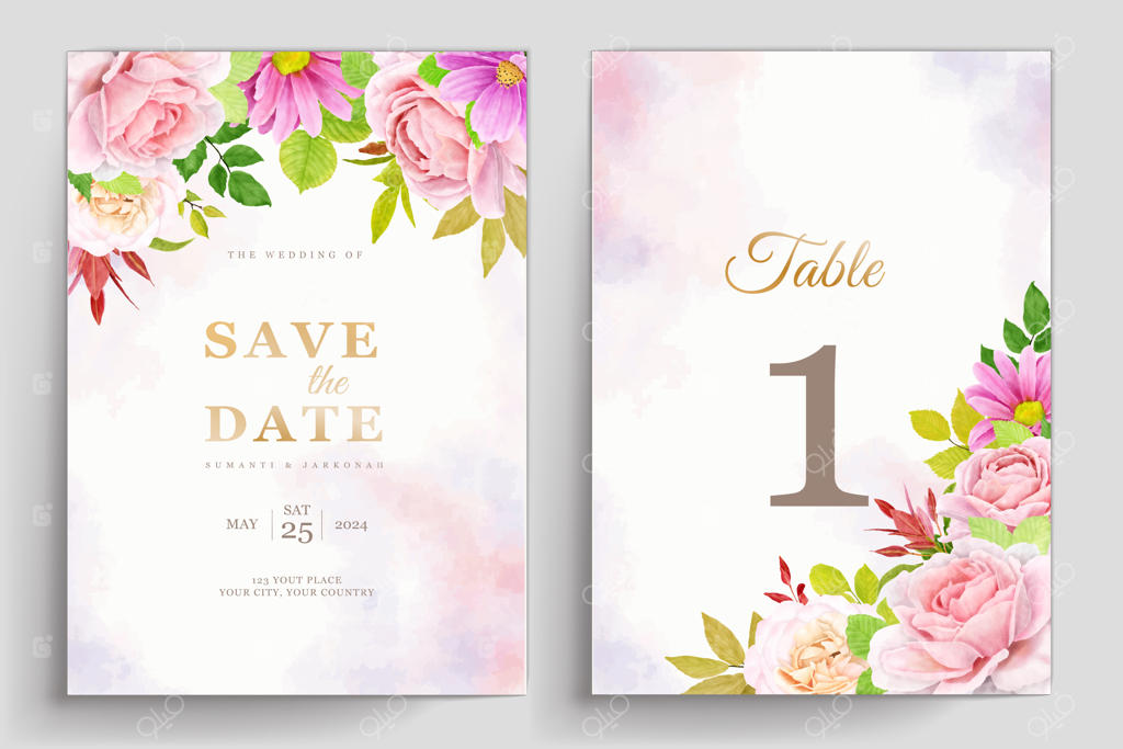 طراحی کارت بهاری و تابستانی با گل‌های آبرنگی