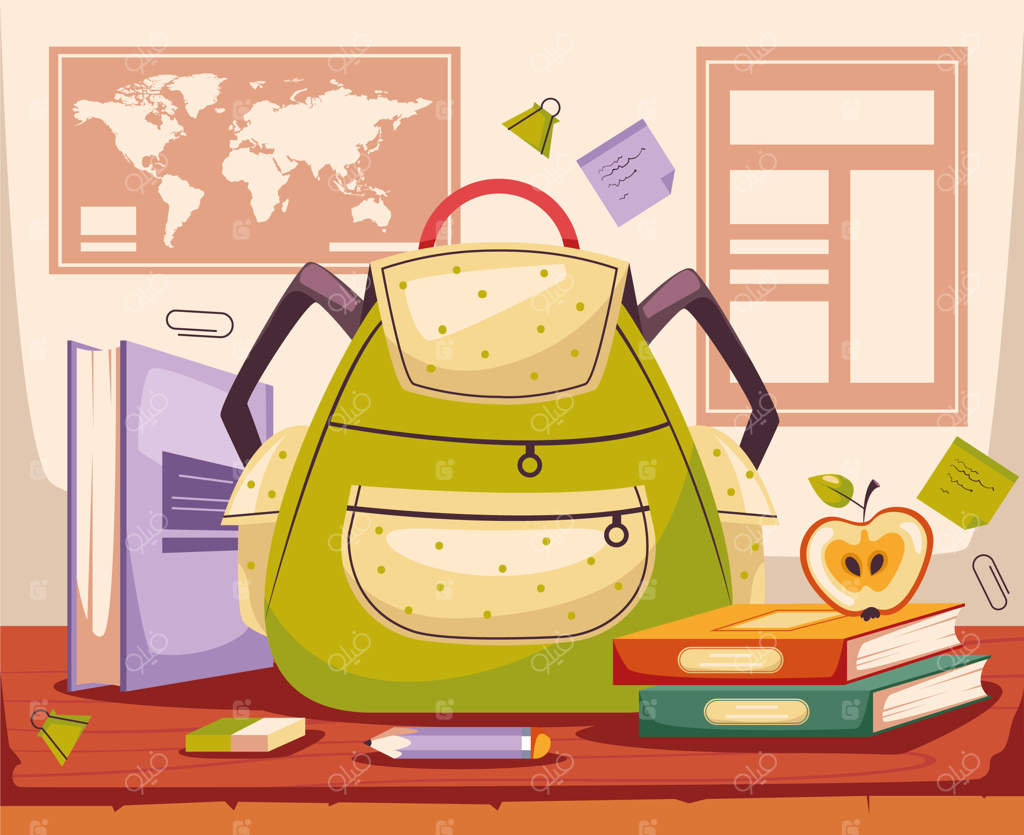 ترکیب مفهومی ابزارهای محیط کار مدرسه ابتدایی - طراحی گرافیکی و تصویرسازی