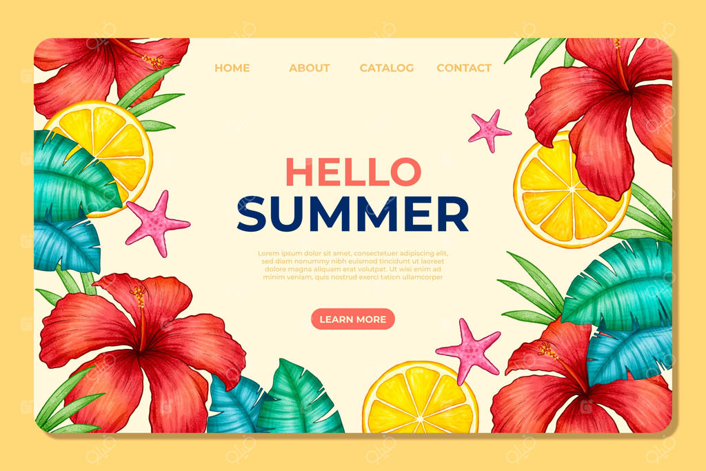 قالب صفحه فرود تابستانی با طراحی دستی