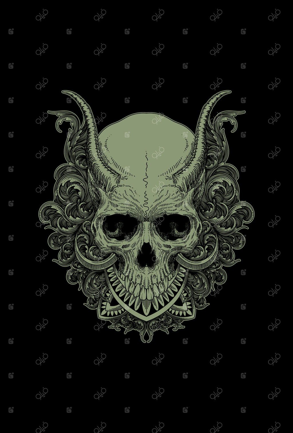 تصویر جمجمه با تزئینات هنری