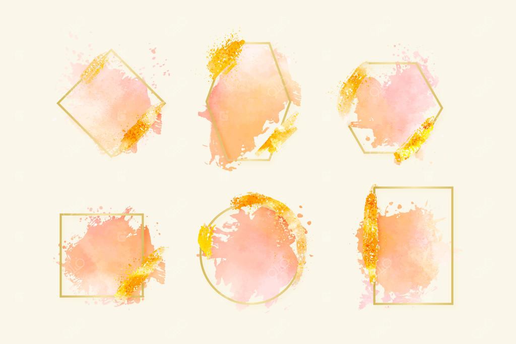 مجموعه قاب‌های طلایی براق با ضربات قلم موی آبرنگی