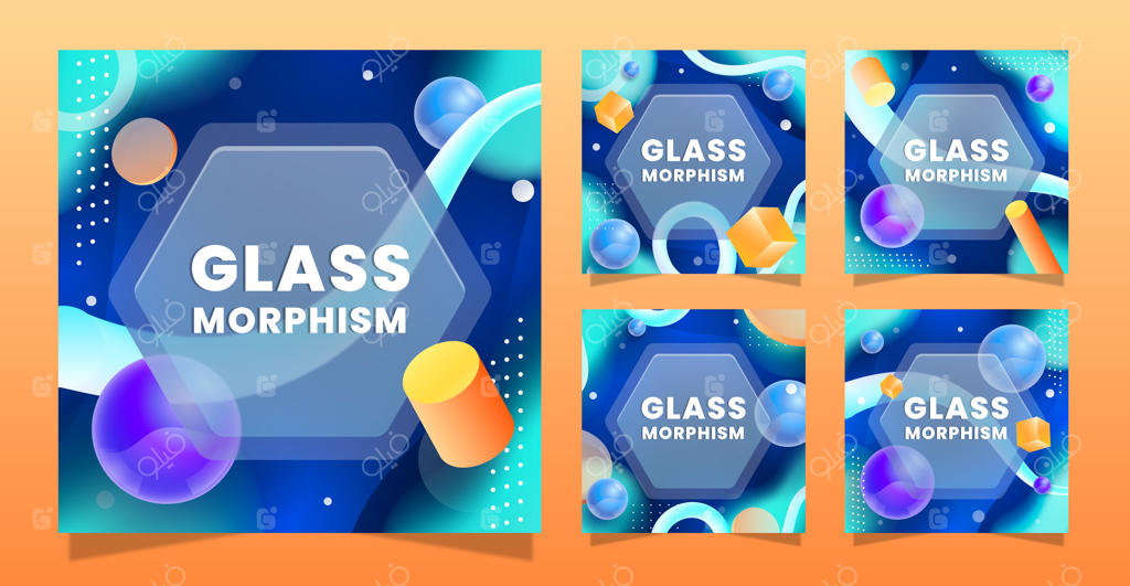 الگوی افکت شفافیت شیشه‌ای با طراحی دستی