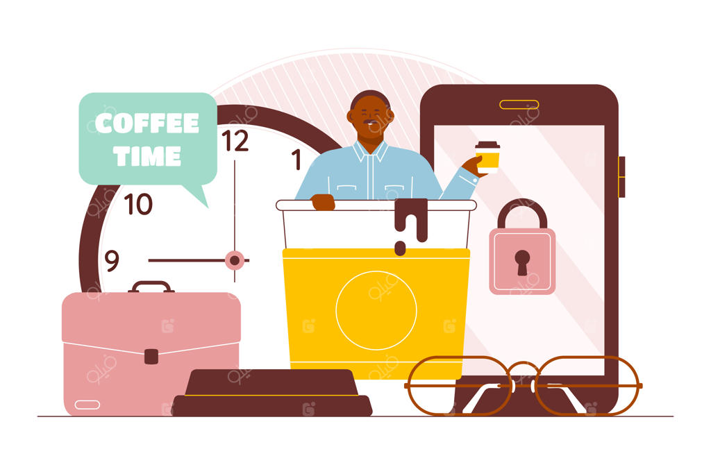 تصویرسازی کسب‌وکار قهوه با طراحی تخت