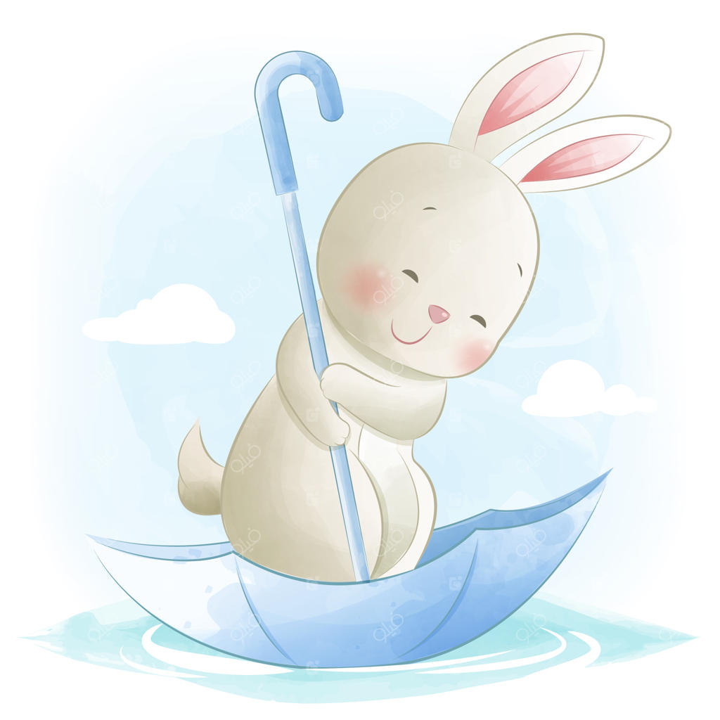 خرگوش بامزه با چتر