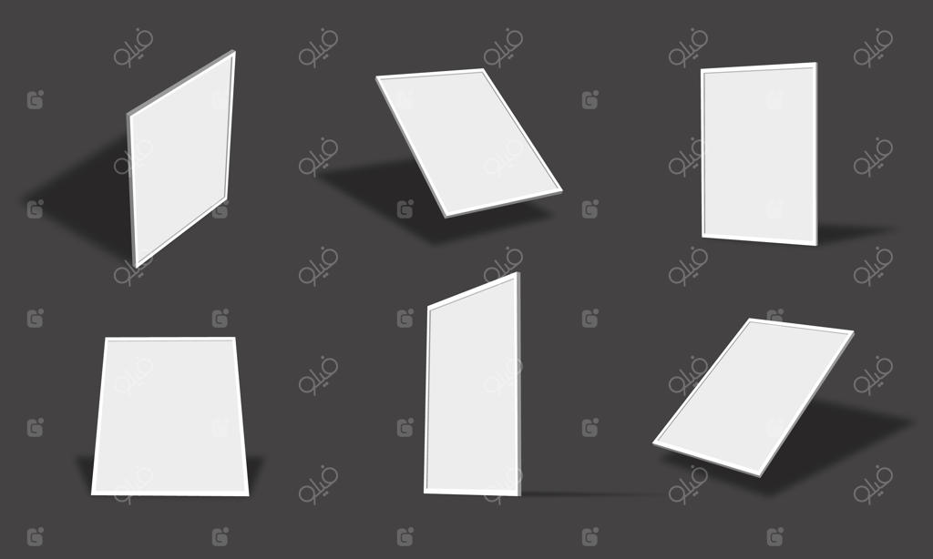 مجموعه ماکاپ‌ قاب عکس سفید و خالی با نماها و زاویه‌های مختلف