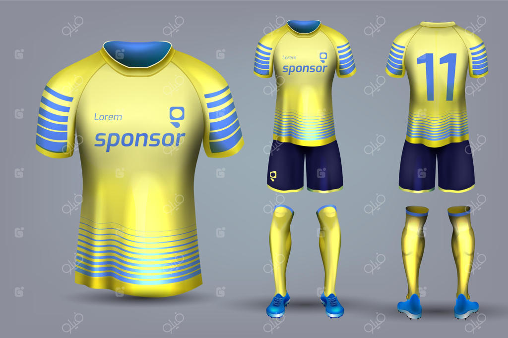 لباس فوتبالی زرد و آبی