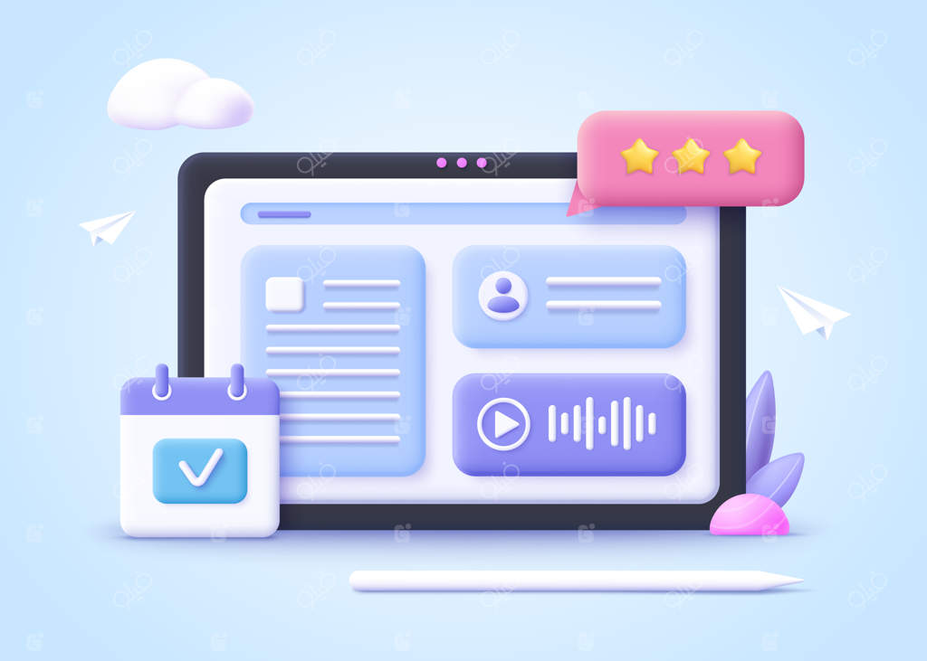 مفهوم دوره‌های آنلاین و آموزش مجازی: یک تصویرسازی سه‌بعدی واقعی‌گرایانه