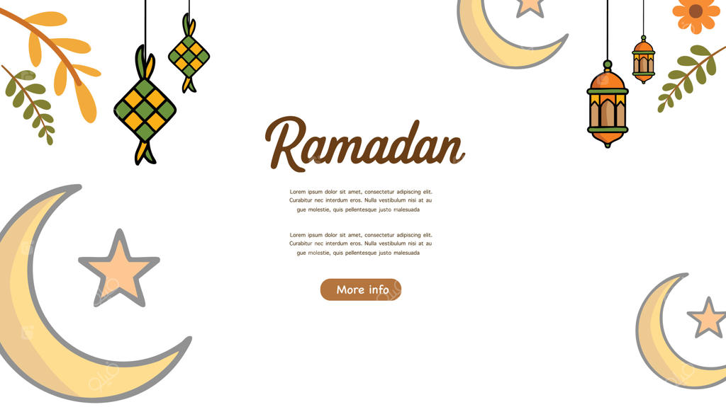 بنر رمضان با فانوس هلال و ستاره، کتوپات و برگ‌ها