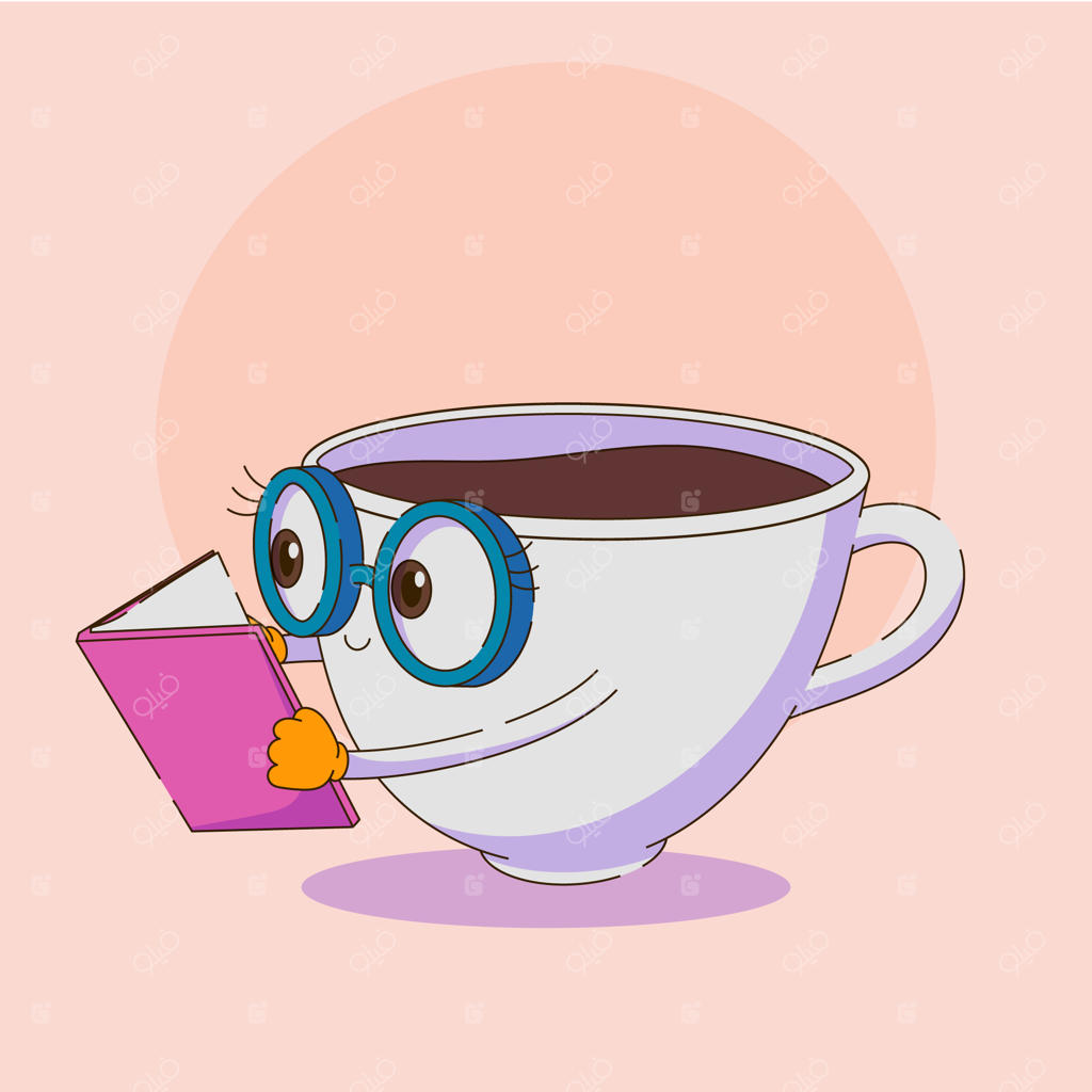 تصویر کارتونی قهوه با طراحی دستی