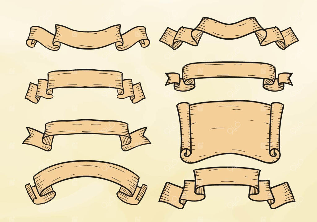 تصویر برداری رایگان حکاکی روبان