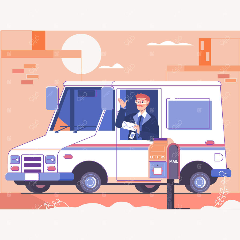 پستچی در حال تحویل نامه‌ها به صندوق پستی