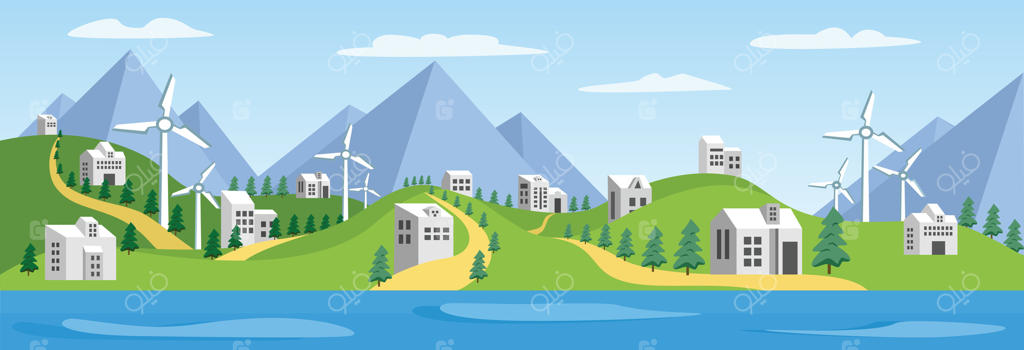 صحنه انرژی پاک با منابع تجدیدپذیر و سبز