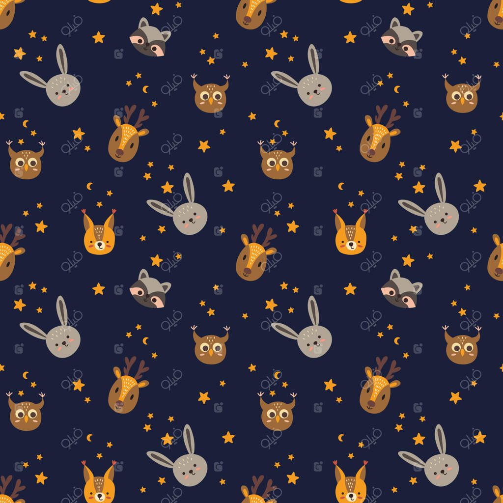 طرح یکپارچه چهره حیوانات برای پارچه، کاغذ دیواری و بسته‌بندی