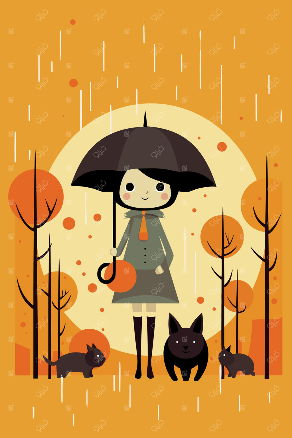 طراحی کارت تبریک هالووین با تصویرسازی وکتور فلت