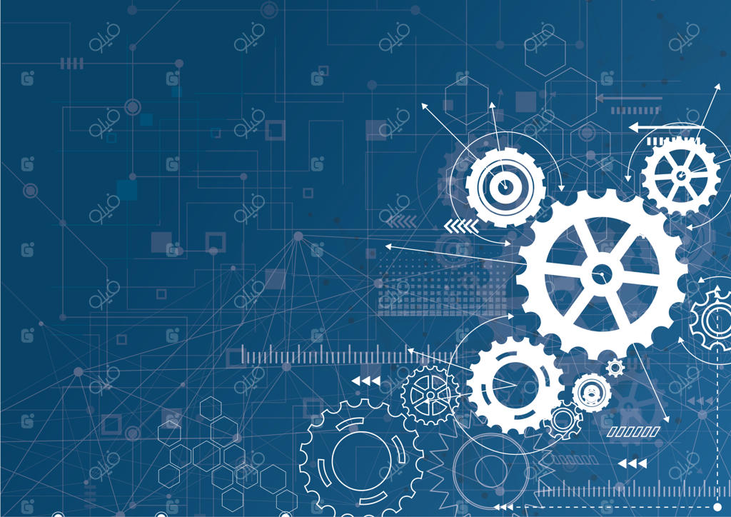 تصویرسازی برداری پس‌زمینه مکانیزم چرخ‌دنده انتزاعی و فناوری ماشین