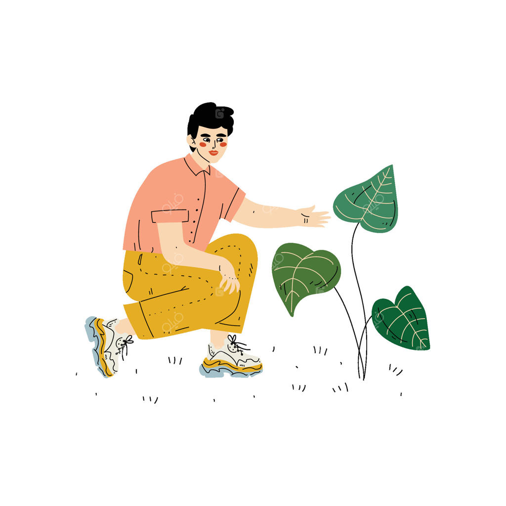 تصویر جوانی که در حال کشاورزی یا باغبانی است