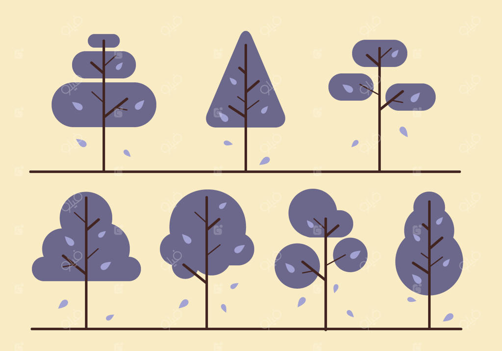 وکتور رایگان درخت‌های مینیمالیستی