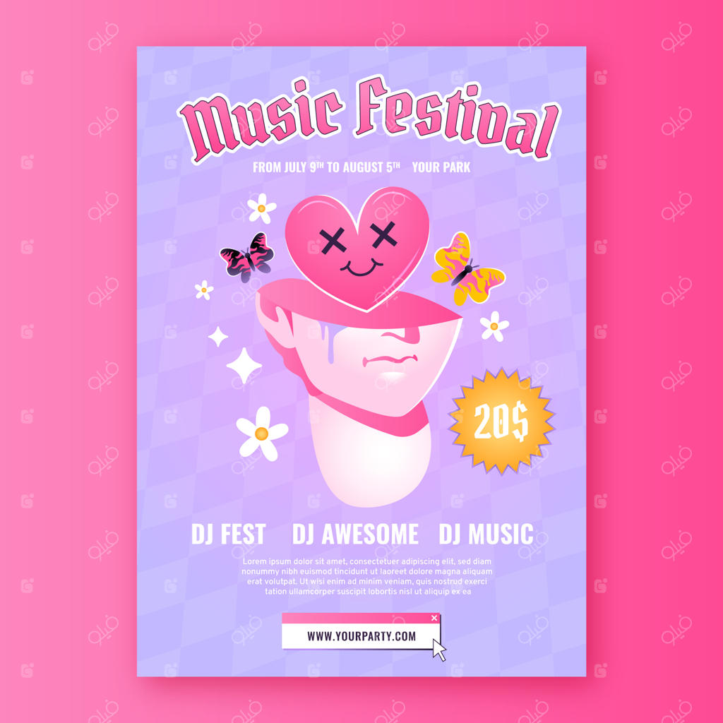 قالب عمودی پوستر برای جشنواره موسیقی