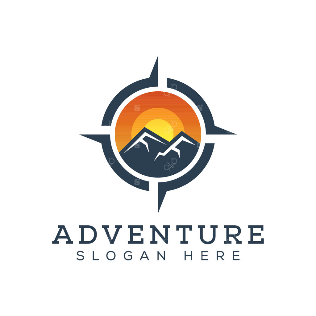 طراحی لوگو وکتور برای ماجراجویی در کوه با قطب‌نما