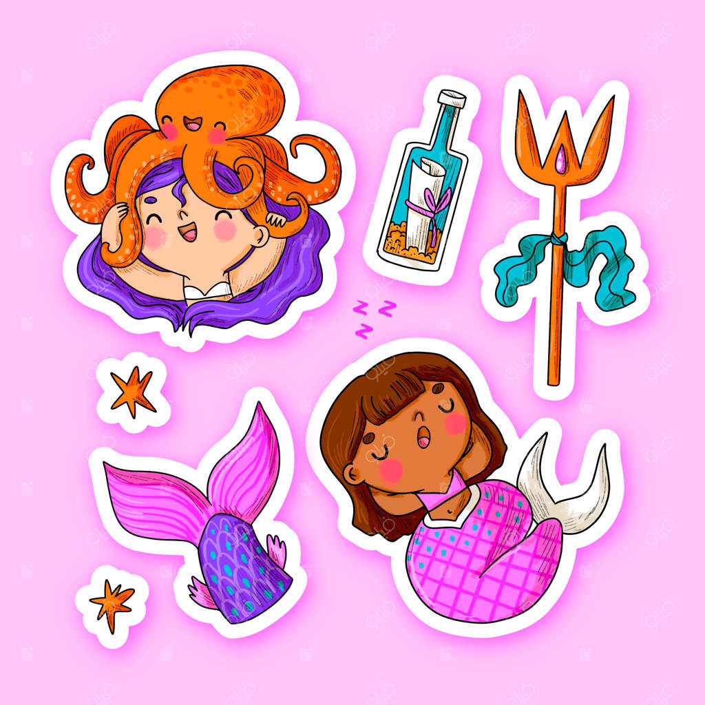 پری دریایی طراحی شده با دست