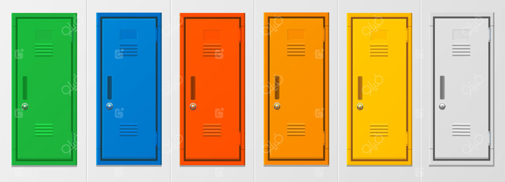 ست رئالیستیک و دقیق کمدهای ورزشی سه‌بعدی مدرسه - وکتور