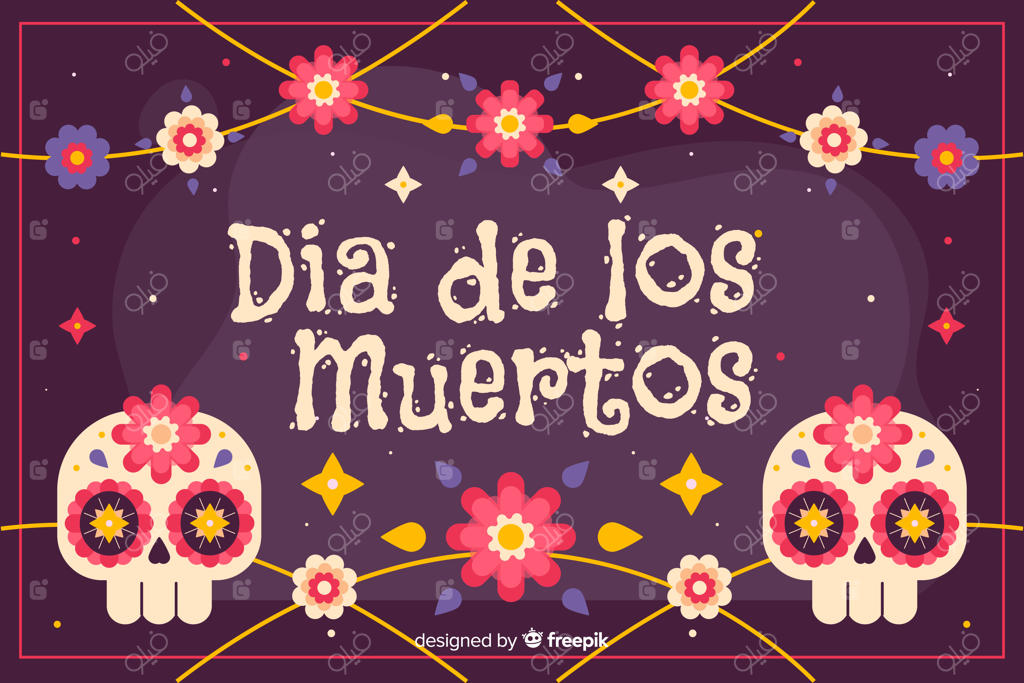 پس‌زمینه‌ای از روز مردگان با جمجمه‌ها