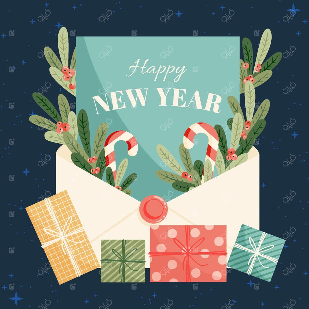 زمینه‌ی دستی طراحی شده برای سال نو ۲۰۲۱