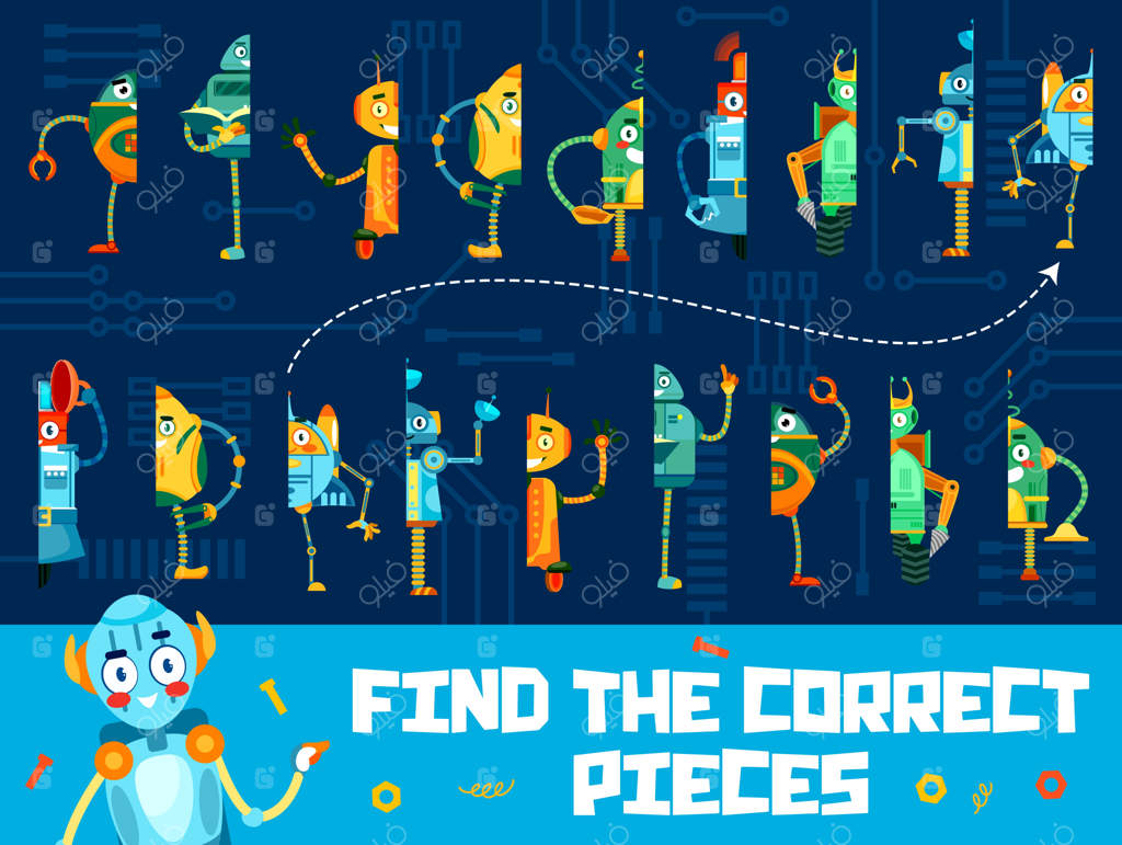 پیدا کردن قطعات درست بازی ربات‌های کارتونی خنده‌دار