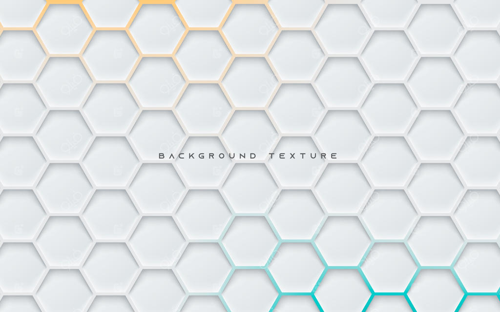 پس‌زمینه بافت شش‌ضلعی خاکستری با نورهای نارنجی و آبی