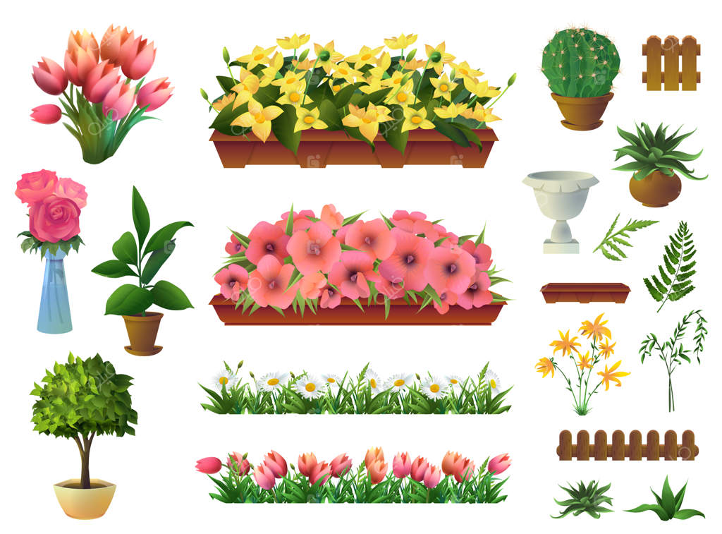 گیاهان و گل‌ها: مجموعه عناصر