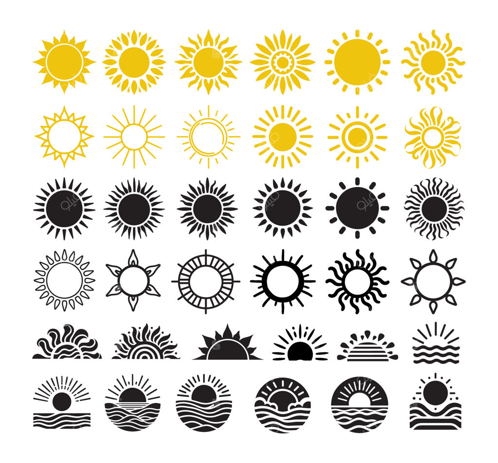 مجموعه آیکون وکتور و طرح خورشید