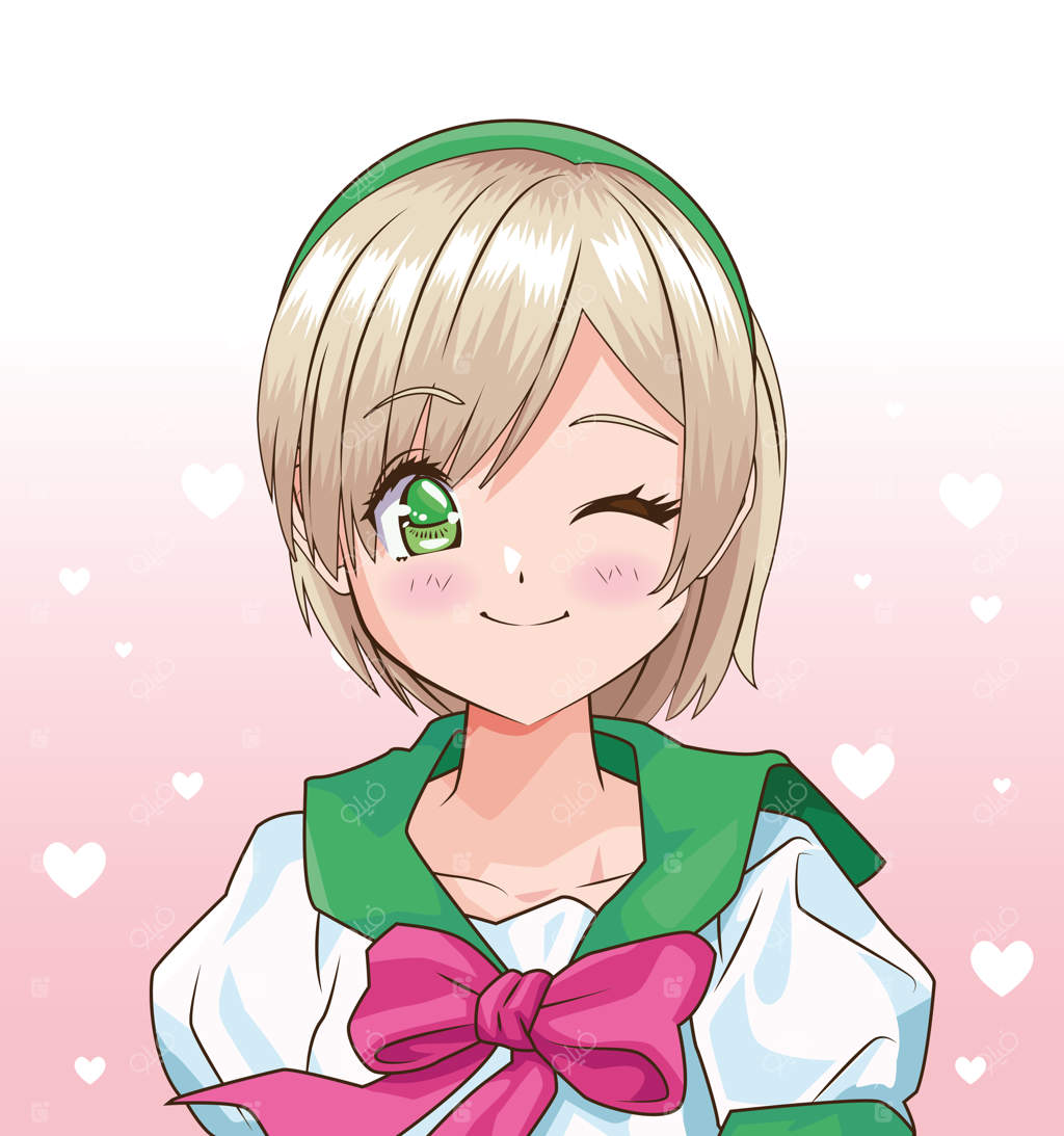 طراحی وکتور شخصیت زن جوان به سبک انیمه