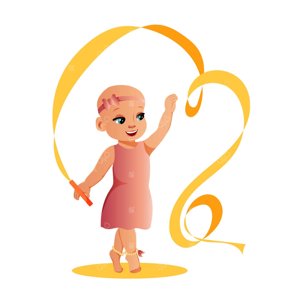 دختری با سرطان کودکی روبان زردی در دست دارد