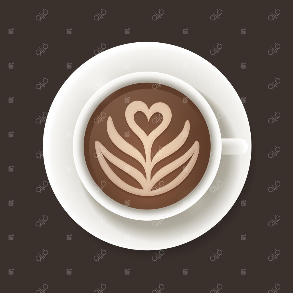 فنجان قهوه با طراحی لاته