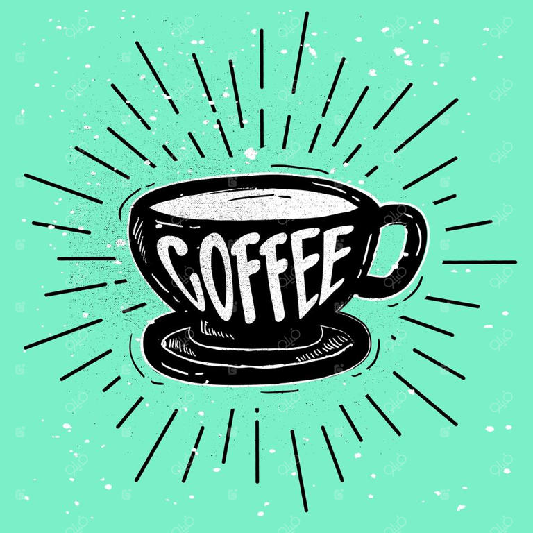 وکتور طرح دستی سیلوئت قهوه