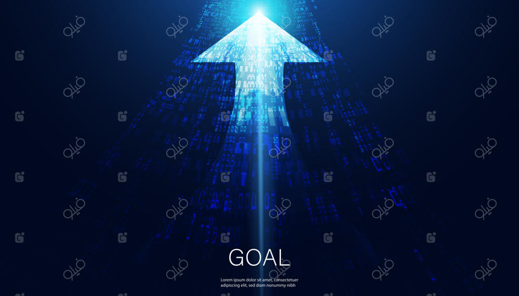 فلش سرعت نور آبی در پس‌زمینه آبی - مفهوم پیشرفته تکنولوژی و فضای خالی برای موفقیت و هدف‌گذاری