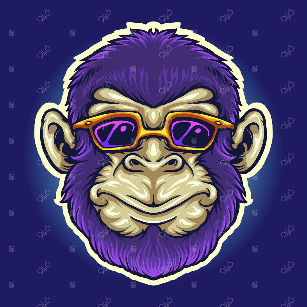 تصاویر وکتور خفن از سر میمون با عینک آفتابی برای طراحی لوگو، لباس تیم، تیشرت، برچسب، پوستر یا کارت تبریک و تبلیغ برند شما.