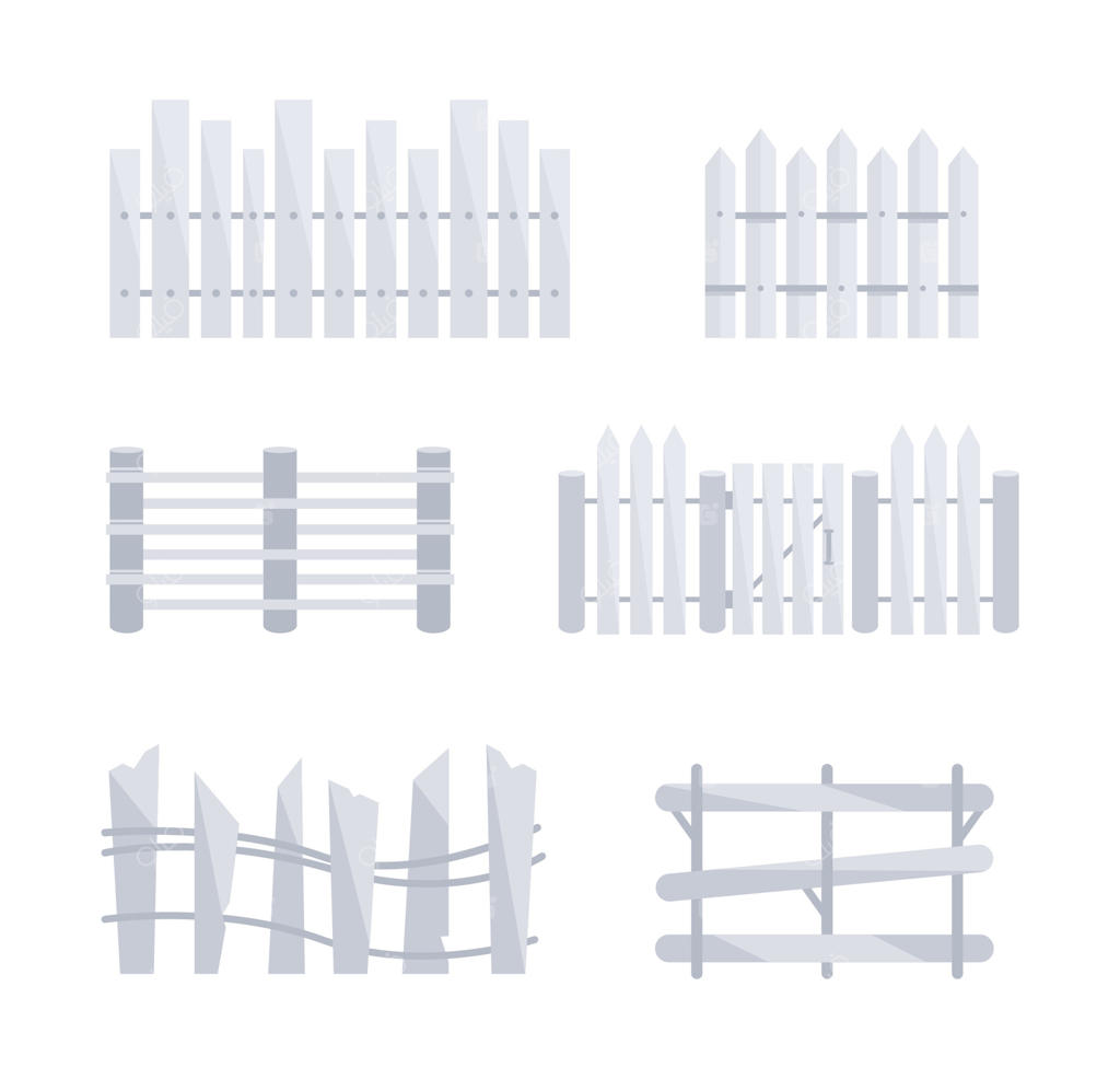 مجموعه نرده‌های چوبی برای محافظت از باغ یا مزرعه در برابر مزاحمان