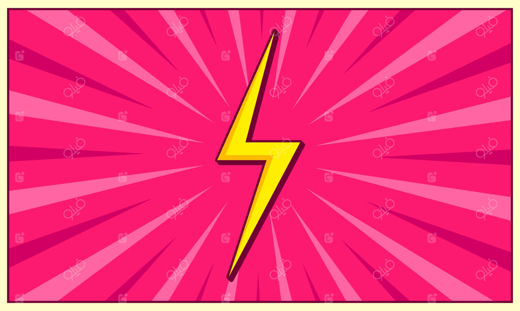 پس‌زمینه کمیک انتزاعی صورتی با تصویر رعد و برق